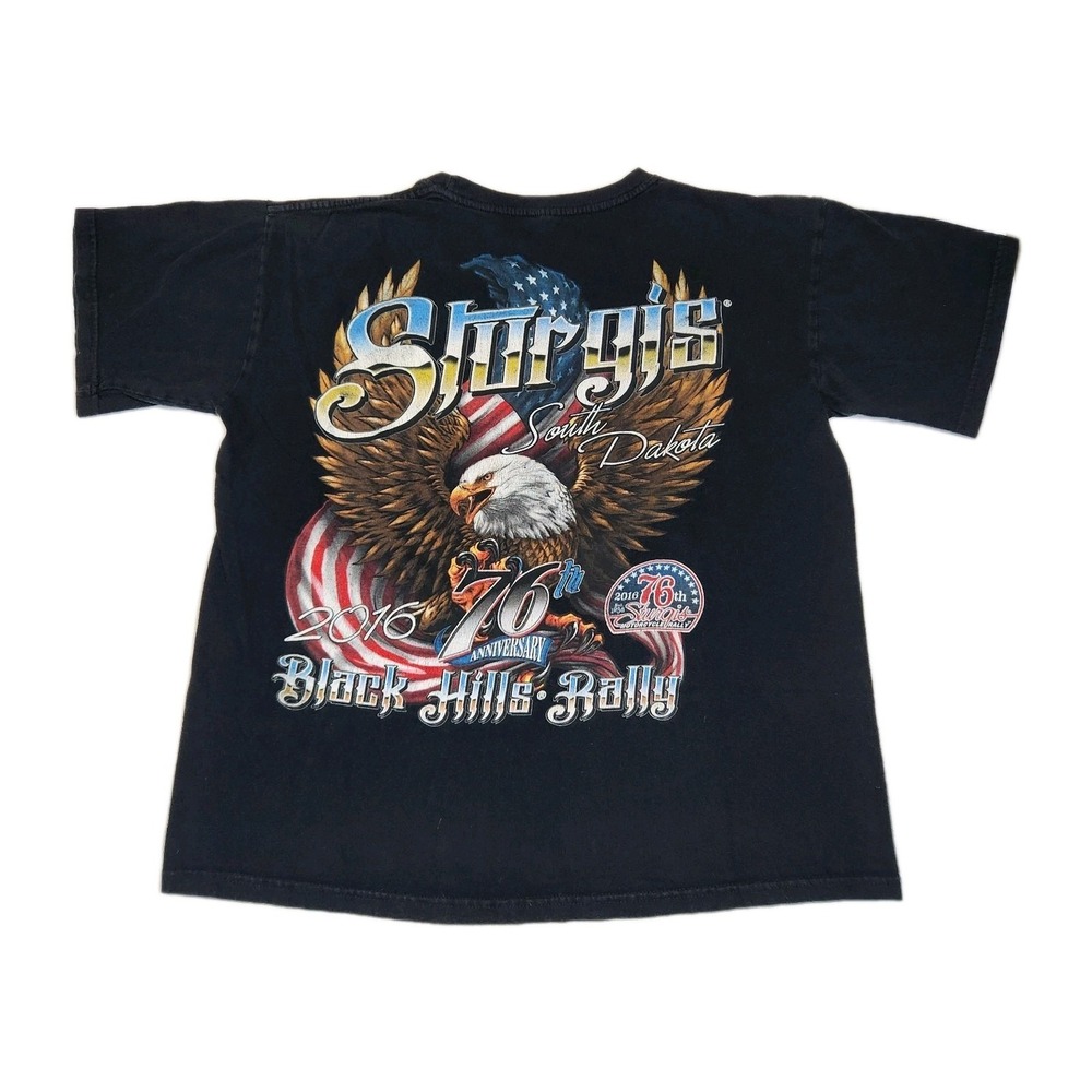 Sturgis Motorcycle Rally Shirt 2016 76th Anniversary Eagle Biker L